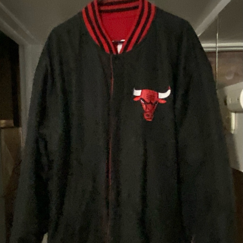 Reversible Chicago Bulls Black and Red Varsity Jacket